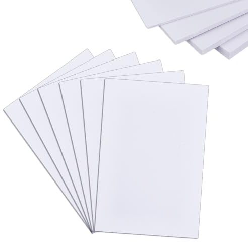 AHANDMAKER 6 st utökade PVC-plastark, 3 mm 5 mm 7 mm 9 mm tjock vit PVC-skumplåt, 30 x 7,8 tums hantverksskumpapper, PVC-ark för hantverk och konst, presentationer, skyltar, utomhusbruk