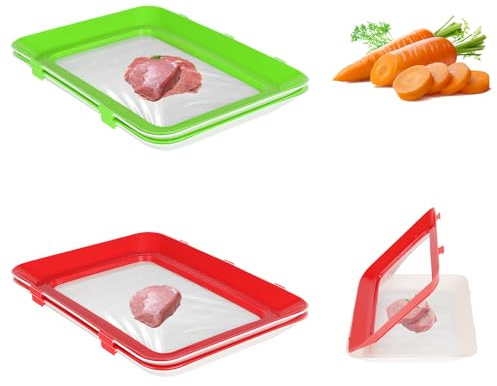 4Pcs Stretch Storage Fresh Trays - Stacked and Reusable Flat Food Storage Containers,Well Sealed Stretchable Fresh Trays for Preserving Food, Practical and Rreliable Stretch Box Extend Freshness