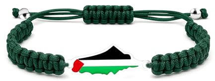 Zircobic Série de Bracelet Pendentif Drapeau Palestinien – Design Cordon Tressé en Noir, Rouge, Vert et Blanc, pour Couples et Amis pour un Usage Quotidien