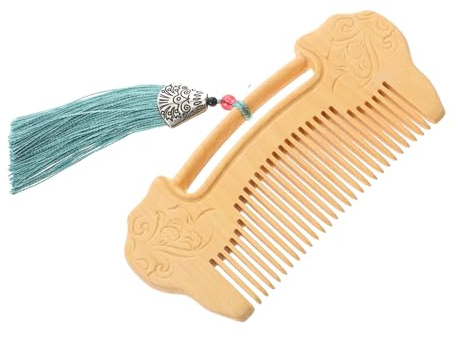 DONFAMDS Handmade Wooden Comb Ruyi Lock Carving Fine Tooth for Women Men Hair Scalp Massager for Beard Mustache Detangling