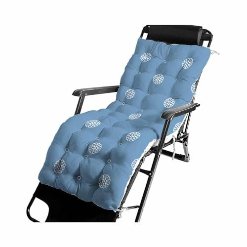 Mateju Cojín para Tumbona de Jardín, Algodón y Lino Suave Cómodo Cojín Reclinable Colchoneta para Tumbonas, Ideal para Exterior Sillas Balcón Playa Terraza (Azul 6,80x40x8cm)