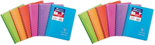 Clairefontaine 321601C Un Carnet à Spirale Koverbook - 9x14cm - 100 Pages Petits Carreaux - Papier Blanc 90 g - Couverture Enveloppante Polypro - Couleur Aléatoire (Lot de 2)
