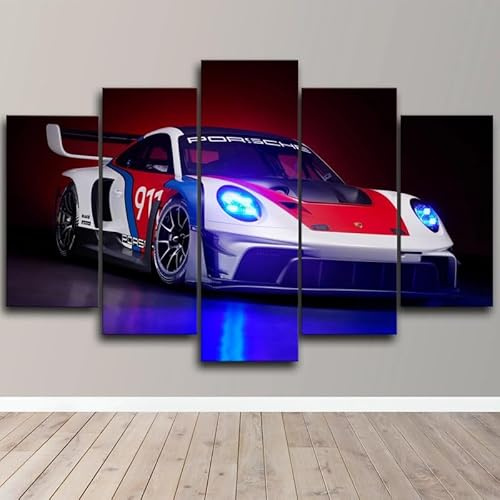 Modernos murales XXL Sala de estar Decoración del Hogar 5 Piezas Cuadros Lienzo XXL Regalo Creativo Decoración de Pared Coche Impresión HD Póster 5 Piezas Mural