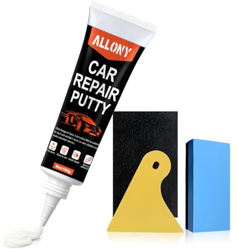 Allony Mastic Carrosserie Voiture, 100g Mastic Plastique, Mastic Carrosserie Finition, Rayure Voiture Carrosserie pour Les Voitures, Les Voitures Anciennes et Autres Réparations de Bosses, Blanc