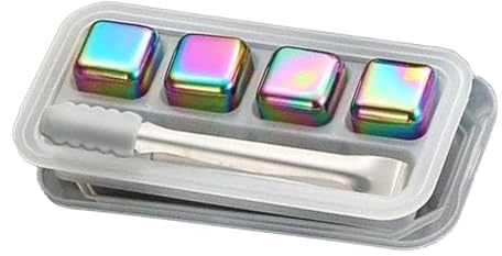 Mtucegi Food Safe Steel Liquor Stone Set Includes 4/6/8 Chilling Rock And Tongs Not Melt Ice Cubes For Wine Cocktails Reusable Cooling Stone For Drink