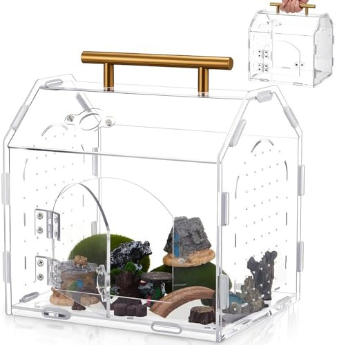 Hoppspindelhägn av akryl, 22,6 x 13,9 x 17,5 cm, akrylterrarium, klart, gör-det-själv-låda, terrarium för reptiler, mångsidigt fågelspindelhus, hoppspindeltillbehör med dörr fram