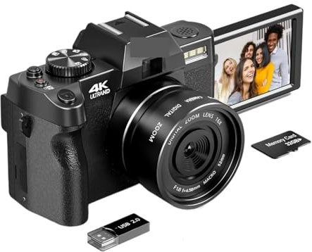 SXYGYWA Cámara De Fotografía Digital Compacta 4K WiFi Web CAM Vintage Vlog Grabadora Vídeo 48MP Videocámara 16X Imágenes Nítidas Detalladas