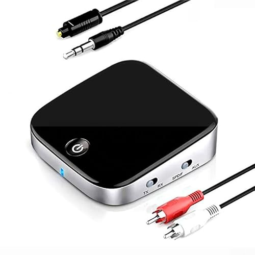 Adaptateur Bluetooth 5.0 avec double fonction comme émetteur et récepteur, récepteur audio pour SPDIF et auxiliaire 3,5 mm, compatible avec casque et haut-parleur, APT-X, faible latence