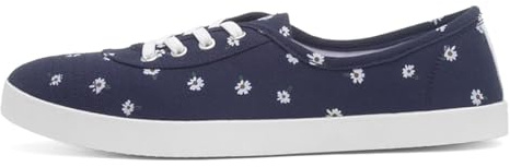 Lilley Womens Navy Daisy Print Slip On Canvas Shoe