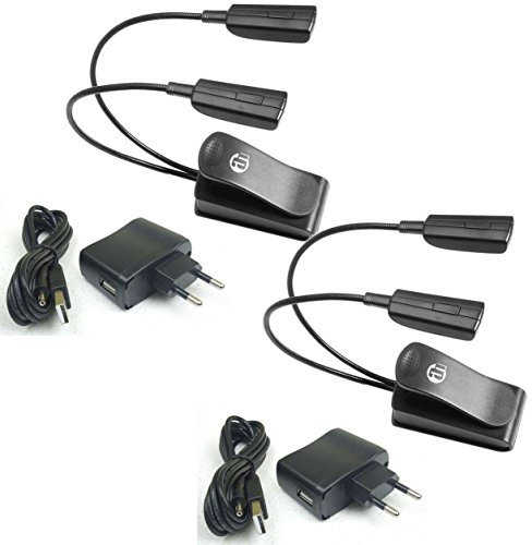 2 x ADAM HALL SLED2PRO SLED 2 Pro LED-Notenpultleuchte incl. Stecker-Netzteil, USB-Kabel (4x Leuchtdioden, 2x Schwanenhälse) Flexilight Minilight
