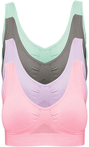 Pretty Seamless BH ohne Bügel Nahtloser Sport BH im 4er Pack für Sport Freizeit und Beruf