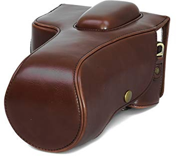 fittings4you Kameratasche Etui kompatibel mit Nikon D5300 / D5200 Kunstleder Tasche Coffee CC1343c