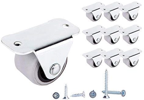Paquete de 10 Ruedas Pequeñas de Goma Castors de 30 mm para Muebles - No Giratorias, para Aparatos y Equipos de Plástico, con Tornillos