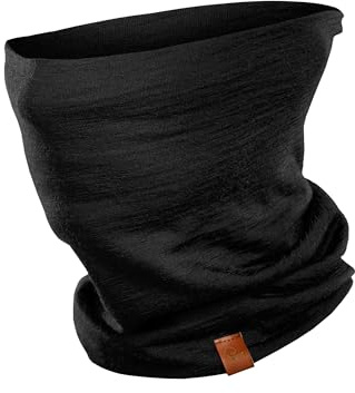menique Schlauchschal – 100% Merino Wolle Loop Schal Damen, Atmungsaktives Multifunktionstuch und Halswärmer, Winter Halstuch Damen für Motorrad, Arbeit, Laufen, Ski-Maske (Schwarz)