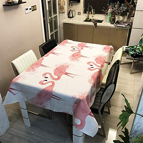 Surwin Tischdecke Tischtuch Pflegeleicht Abwaschbar Schmutzabweisend Tischwäsche (Flamingo,140x200cm)