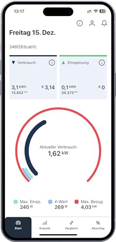 powerfox Lecteur de compteur électrique intelligent (poweropti) et système de gestion de l'énergie - Basé sur WiFi - Données en direct pour les consommations d'énergie via l'application - Installation