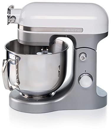 Ariete 1589 Impastatrice Planetaria Moderna, 1600 Watt, 11 velocità, 5.5 Litri, 3 accessori per impastare, amalgamare e montare. Bianco