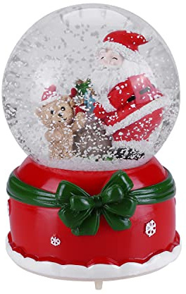 Schneekugel Weihnachtsmann Deko Schüttelkugel Musik Kristallkugel mit Schneeflocken Nachtlicht Glaskugel Weihnachtlich Glimmerkugel Tisch Kiderzimmer Weihnachtsdeko Geschenk für Weihnachten