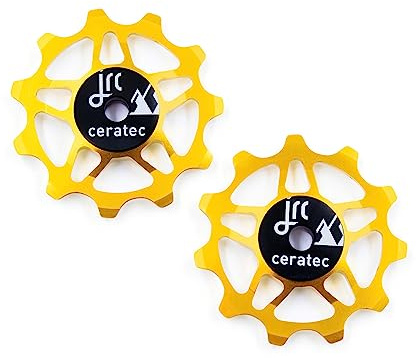 JRC Components 11T Keramik Riemenscheibe Räder | Kompatibel mit Shimano Dura Ace R9250 | Hybrid Keramik Umwerfer Riemenscheibe Rad Geeignet mit Shimano 12 Gang | Schaltwerk Riemenscheibe Räder - Gold