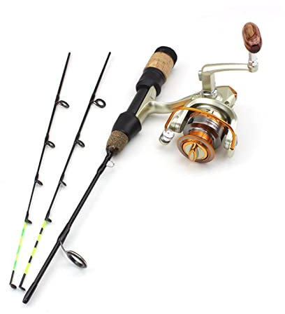 Angelsets 58cm Winter EIS Angelruten 2 Tipps Spinnstange und Rolle Set Kohlefaser EIS Pole Ultraleichte Karpfen Angeln Winterfischen Teleskop-Angelrute