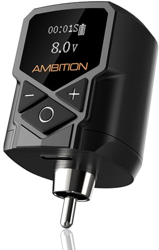 Alimentatore per tatuaggi - Ambition Kuark Mini batteria al litio portatile RCA portatile senza fili da 1800 mAh con display digitale a LED per macchinetta rotativa per tatuaggi
