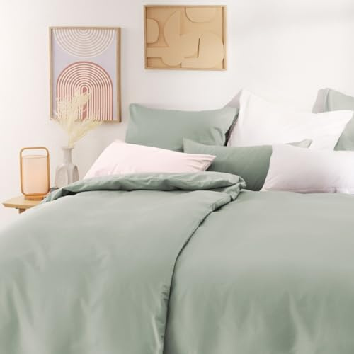 Blumtal Mako Satin Bettwäsche 140x200 Baumwolle Grün - Bettdeckenbezug mit frei wählbaren Kissenbezug - individuell anpassbares Bettwäsche-Set aus 100% Baumwolle - Oeko Tex Zertifiziert