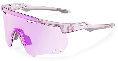 ROCKBROS Selbsttönend Sonnenbrille Fahrradbrillen Photochromatische Sportbrille für Damen und Herren UV400 Schutz TR90 Rahmen Radsport Lila
