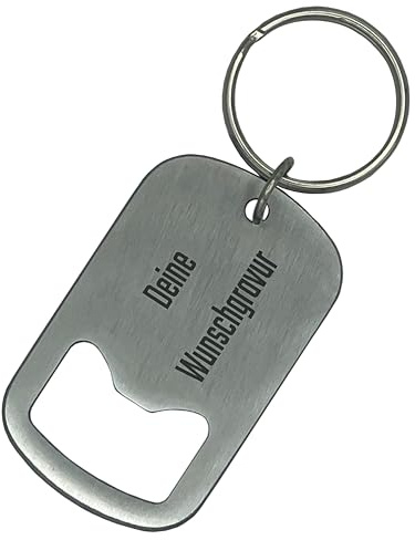 EMACES® Flaschenöffner Schlüsselanhänger aus Edelstahl mit Wunschgravur | perfekt als personalisiertes Geschenk für Männer und Frauen | Bierflaschenöffner als Schlüsselanhänger (Klein)