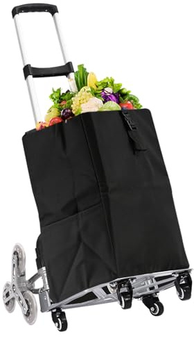 Treppensteigwagen, Faltbarer Treppensteiger Handwagen mit Elastisches Seil & Universal-Räder, ausziehbarer Handwagen, Max. 70kg Tragfähigkeit, Handkarre für Transportkarre