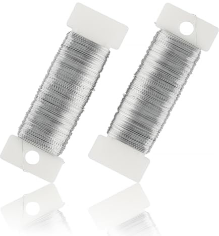 FOMGIIN Smycken virkade tråd Ø 0,4 mm, 2 stycken 50 m silverblomtråd för utsmyckning hantverk gör-det-själv smyckestråd