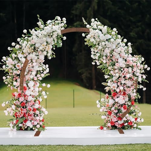 7.8ft Arche de Mariage Ronde, Arche de Jardin, Support de Toile de Fond en Bois, Support d'arche de Ballon, Convient à Toutes Sortes d'événements, Mariages, Jardin extérieur, Plante grimpante.