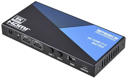 SpeaKa Professional SP-11571776 2+2 Port HDMI-Matrix-Switch Ultra HD-fähig 7680 x 4320 Pixel Schwarz