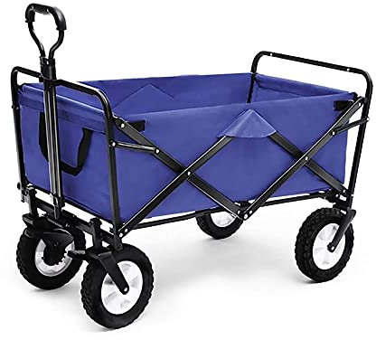 CCYENG Wäschewagen Handwagen, Zusammenklappbarer Gartenwagen, Hochleistungswagen, Multifunktions-Einkaufswagen Für Outdoor-Camping, Angeln, Ziehwagen Mit 4 Rädern, Tr