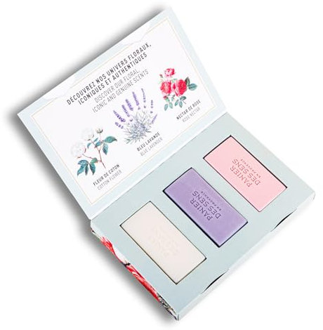 Idée Cadeau Femme - Panier des Sens – Coffret Cadeau Petit Budget – Coffret 3 Savons – Savon Main Karité Coton, Rose & Lavande – Cadeau Noel & Anniversaire – 97% d’Ingrédients Naturels – 3x100g