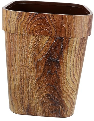 Hohopeti Cubo de Basura de Plástico Marrón 12l para Dormitorio y Salón | Abertura Amplia, Reutilizable y Lavable, Estilo Veteado, Uso Doméstico en Dormitorio y Salón