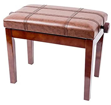 Klaviersitz, Klavierhocker aus Kunstleder, Klavierbank für Künstler aus Leder, Solo-Klavierhocker mit Beinen aus Massivholz und gepolstertem Kissen, 55 x 34 x 47–57 cm, 10 cm höhenverstellba