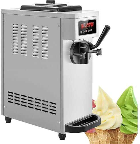 LIULIQ Soft-Serve Ice Cream Maker, 1500W Commercial Ice Cream Machine with LED Display Single Flavor, Output 4.7-5.3 Gallons/hour Suitable for Restaurants, Cafés, Snack Shops, Fast Food Shops
