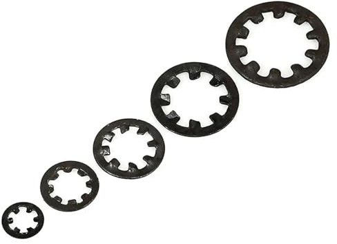 KLNCXC Arandelas Arandelas dentadas de Seguridad Arandelas, Arandelas dentadas internas Negras M3 M4 M5 M6 M8 M10 M12 M14(M30)
