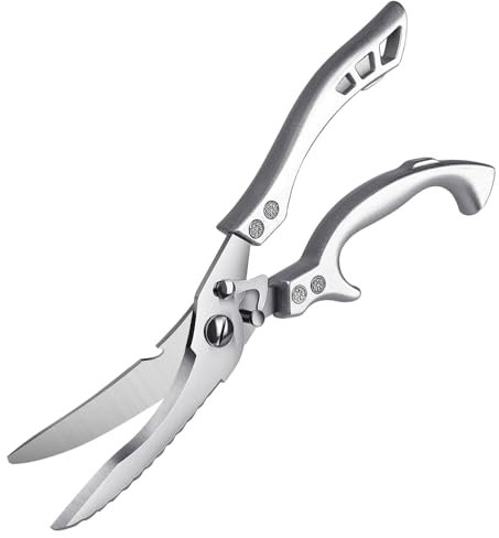 Kitchen Scissors, Professional Poultry Shears for Chicken Bone Meat Fish Vegetable, Heavy Duty Stainless Steel Sharp Kitchen Cooking Shears with Serrated Edge Safety Lock Hang Hole