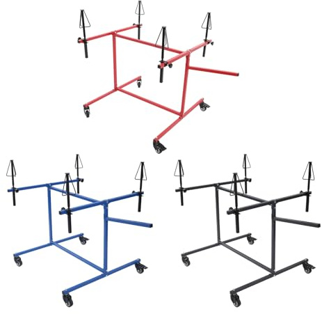 ACROSSPART Soporte de pintura profesional para llantas con soportes giratorios 360° y 4 ruedas universales, soporte para 4 llantas (negro)