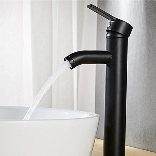 Grifo mezclador de acero inoxidable negro mate para fregadero de baño de una sola manija, grifo de agua fría y caliente para fregadero de un solo lavabo, acabado esmerilado negro, diseño de un solo