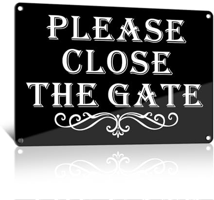 Goodvia Please Close The Gate Sign Dog Metal Reflective 30x20cm A4 Waterproof Rust Proof and UV Protected for Outside x1