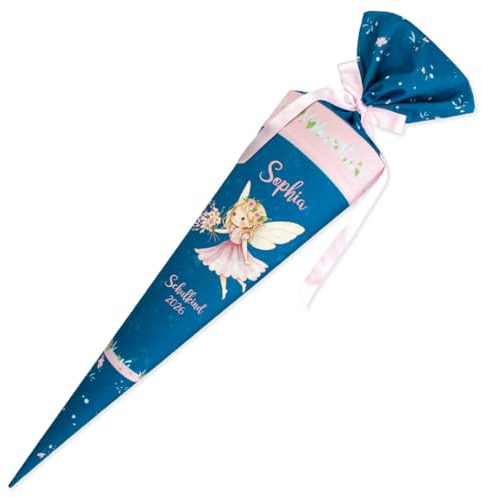 Dein Lieblingsteil Deine Schultüte aus Stoff Kuschel Velvet Wunschmotiv individualisierbar mit Wunschname personalisierbar 70 cm 85 cm – Mädchen (70 cm mit Kissen, Modell 10: Fee)