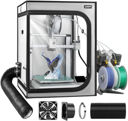 Upgrade 3D Drucker Gehäuse mit Belüftungskit Compatible with Bambulab A1/A1 Mini Combo, LED Licht, Feuerfest Staubdicht Konstante Temperatur Geräuschreduzierung 3D Drucker Abdeckung-520 * 600 * 700mm