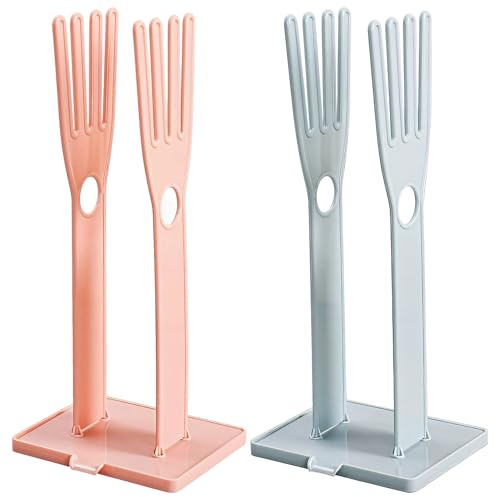 YOFAPA Glove Drying Rack, 2 PCS Detachable Glove Holder in Hand Shape, Kitchen Glove Dryer, Reusable Bag Drying Rack, 15 x 12 x 34 cm, Ideal for Countertops