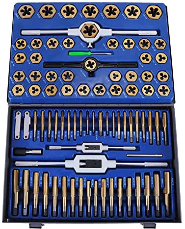 EJGMCNSGB Set di 86 Utensili combinati per Maschi e filiere, in Acciaio al tungsteno, Titanio, SAE e metrici