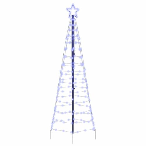 vidaXL Árbol de Navidad LED con estacas de Tierra Azul 250 cm Hierro, Sala de Estar, decoración navideña Moderna, árbol LED, Acentos Bonitos, Luces de bajo Consumo, Centro de Mesa Festivo