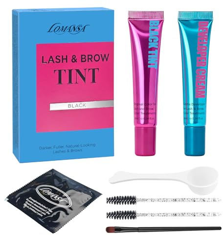 Lomansa Lash Tint, Eyelash Tint, Eyebrow Tint, 10ml Eyelash Dye Black, Easy to Use, Salon Home Use DIY Dyeing, Generous Tube(Black)