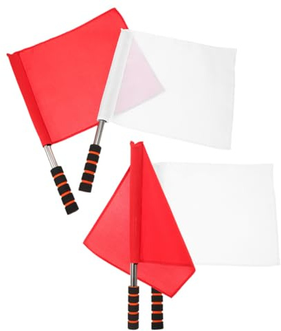 WESIEVYA 4piezas Banderas de Partido y Banderas de Juez de Línea Deportivo Mango de Esponja, Acero Inoxidable y Tela, Alta Visibilidad, y Plegable, para Arbitraje y Entrenamiento Deportivo