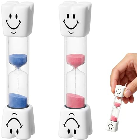 2 Stück Sanduhren Set für Kinder,Sanduhr 3 Minuten,Zähneputzen Time Timer Kinder,Zahnputzuhr Kleinkinder,Zahnputz Uhr,Zahnputztimer,Lustig Hourglass Kids,Bunt Kindgerecht zum Zahnpflege Spiel (BR)